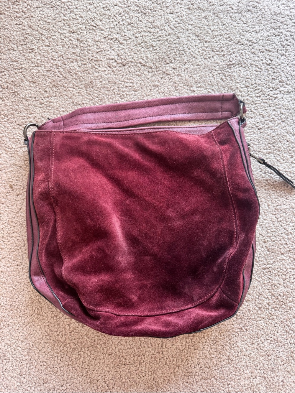 Moda Luxe Burgundy Leather Shoulder Hobo Bag